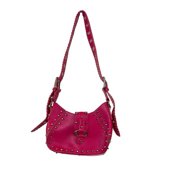 Urban Outfitters Devon Silver Studded Crossbody Bag Purse Pink Adjustable Strap - Picture 1 of 9